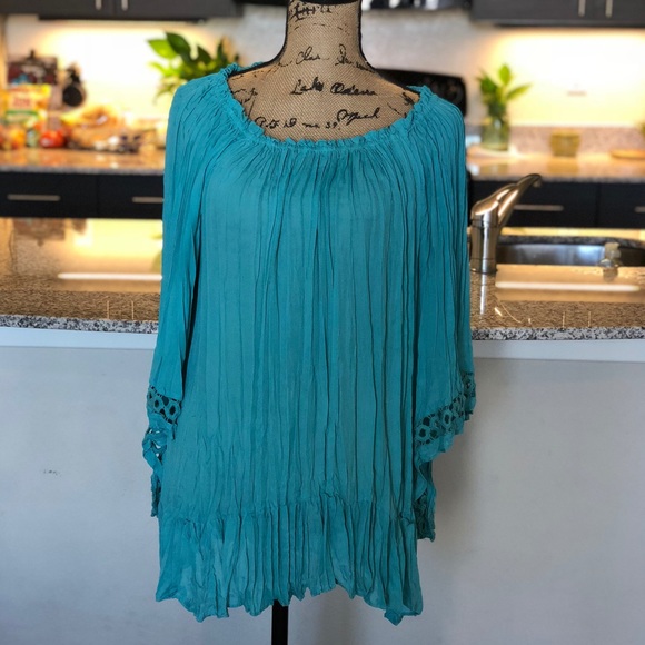 Melissa Paige Tops - Cute Melissa Paige Turquoise Tunic Size Large